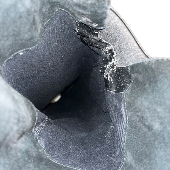 H by Halston Vintage Black Leather Suede over the Knee Platform Heel Boots 7.5 - Picture 6 of 11